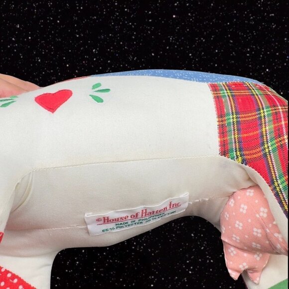 Vintage House of Hatten Pull Cow Figure Polyester And Cotton With Wooden Base - Picture 3 of 15